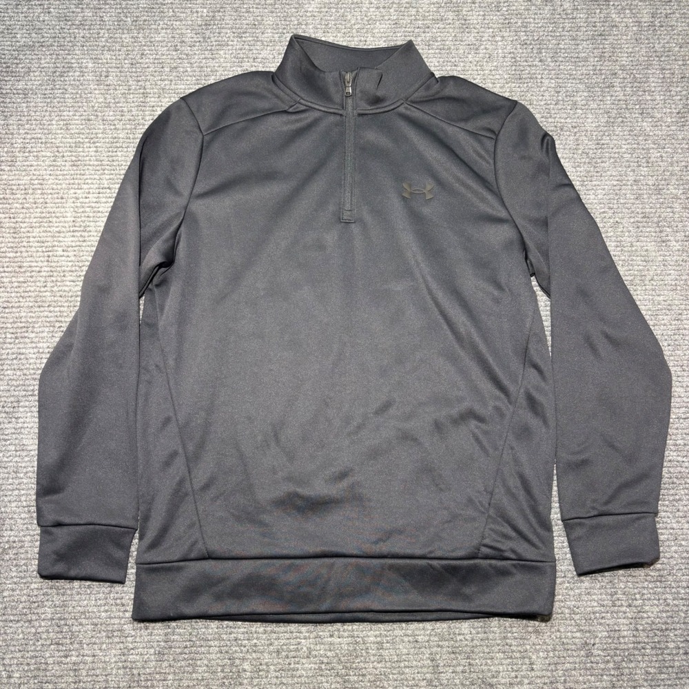 Under Armour Mens‎ Quarter Zip Pullover Black Loose Fit Fleece Workout Top MD